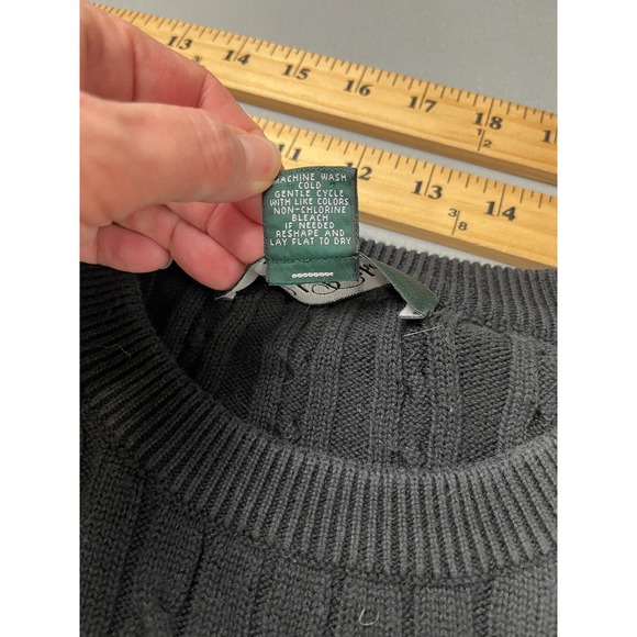 Brooks Brothers Golf Sweater XL Black Cable Knit Cotton Crewneck Mens Womens - Picture 3 of 9